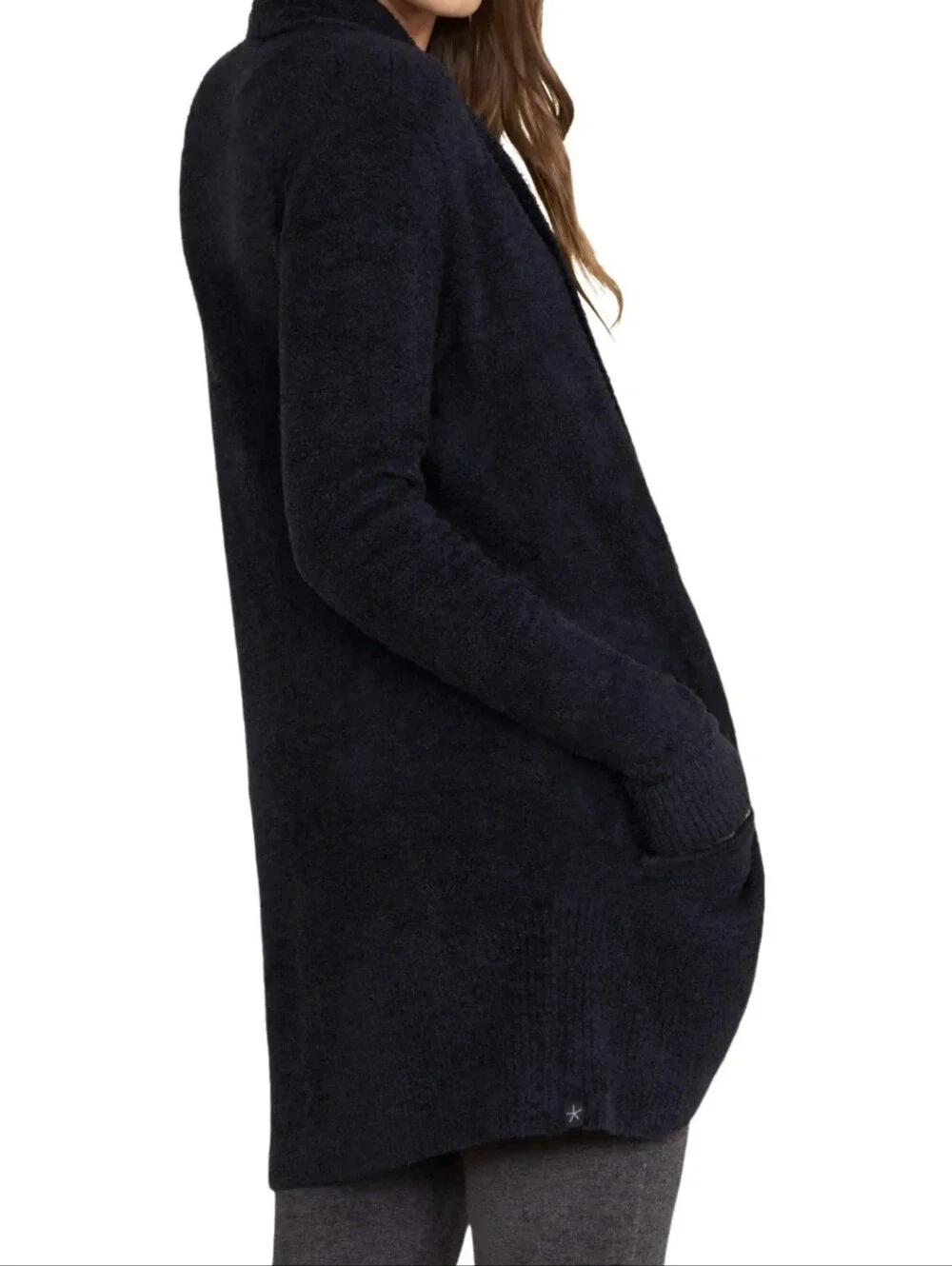 Barefoot Dreams CozyChic Ultra Lite Oasis Black Ribbed  Cardigan